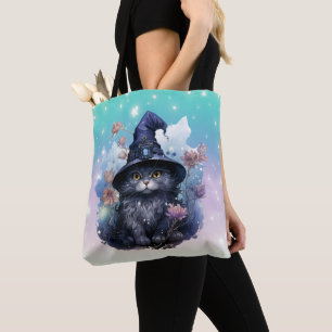 Black Cat Witches Pet Regenboog Pastel Halloween Tote Bag