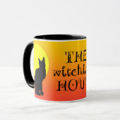 Black Cat Witching Hour Halloween Mok (Voorkant links)