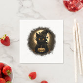 Black Cat Witchy Pumpkin Moon Spooky Halloween Wom Servet (Insitu)