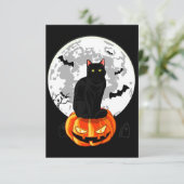 Black Cat Witchy Spellbook Spooky Halloween Magic Kaart (Staand voorkant)