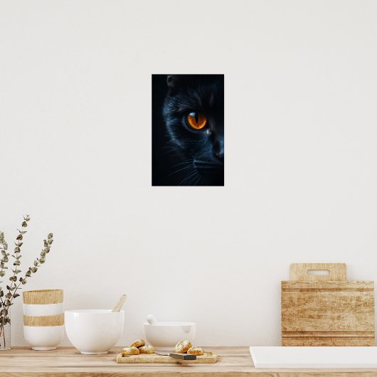 Black Cat  with Amber Eye Poster (Keuken)