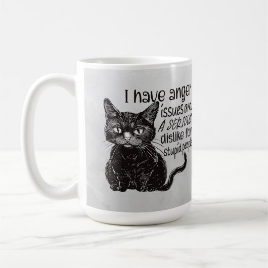 Black Cat With Anger Issues Koffiemok (Links)