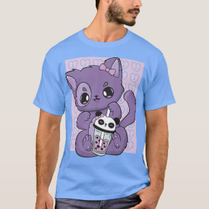 Black Cat With Boba Milk Yami Kawaii And Past T-shirt