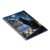 Black Cat With Christmas Lights Holiday Notitieboek (Rechterzijde)