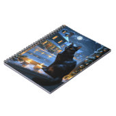 Black Cat With Christmas Lights Holiday Notitieboek (Linkerzijde)