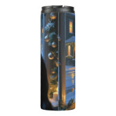 Black Cat With Christmas Lights Holiday Thermosbeker (Achterkant)