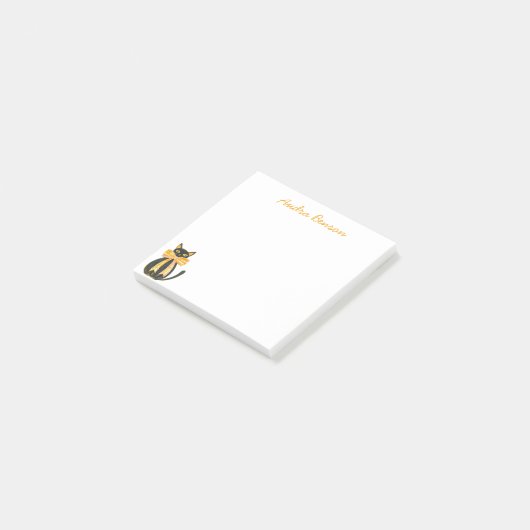 Black cat with coquette bow post-it® notes (Schuin)