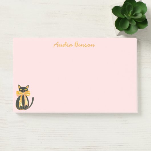 Black cat with coquette bow post-it® notes (Kantoor)