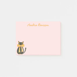 Black cat with coquette bow post-it® notes