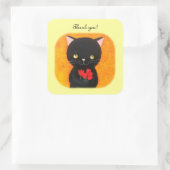 Black Cat with Flowers Bedankt Favor Stickers (Tas)
