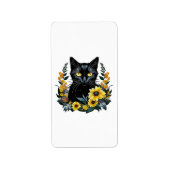 black cat with flowers etiket (Voorkant)
