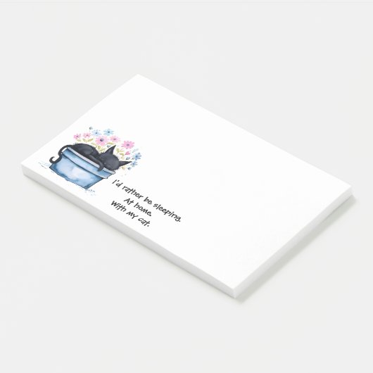 Black Cat with Flowers I'd Rather Be Sleeping Post-it® Notes (Schuin)