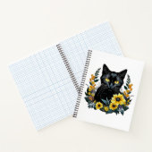 black cat with flowers notitieboek (Binnen)