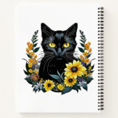 black cat with flowers notitieboek (Achterkant)