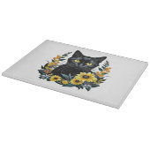 black cat with flowers snijplank (Hoek)