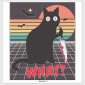 Black Cat With Knife Sticker (Vel)