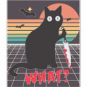 Black Cat With Knife Sticker (Voorkant)