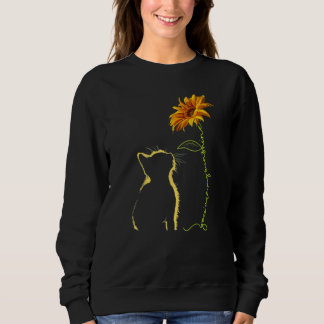 Black Cat with Sunflower  Cat ' Trui