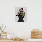 Black Cat with Teapot and Owl Poster (Keuken)