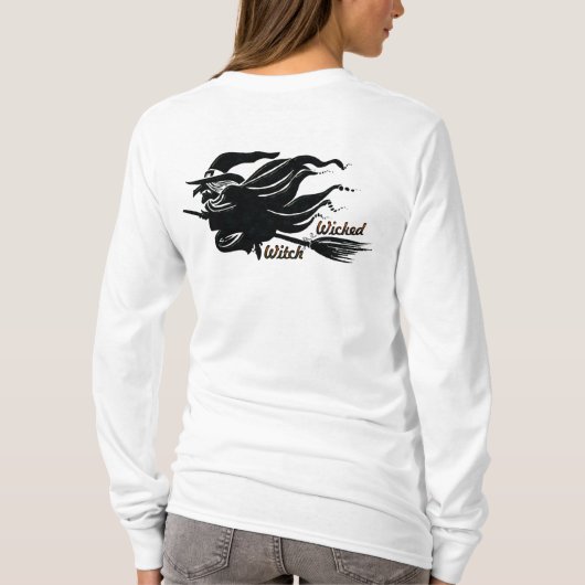 Black Cat Wyed Witch Halloween T-shirt (Achterkant)