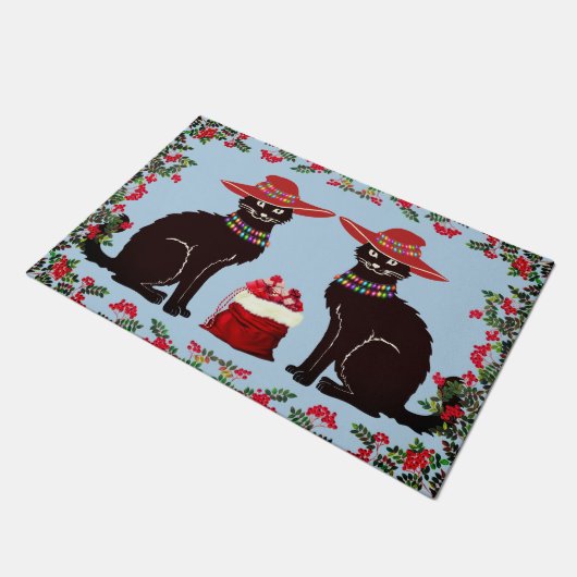 Black Cat X-mas Deurmat (Schuin)