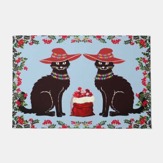 Black Cat X-mas Deurmat (Voorkant)