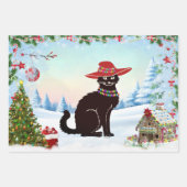 Black Cat X-mas Inpakpapier Vel (Voorkant)
