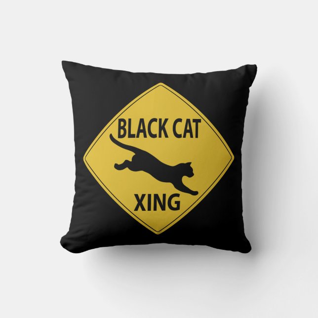 Black Cat Xing Kussen (Voorkant)
