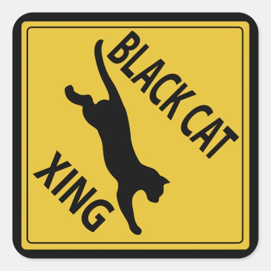 Black Cat Xing Vierkante Sticker (Voorkant)
