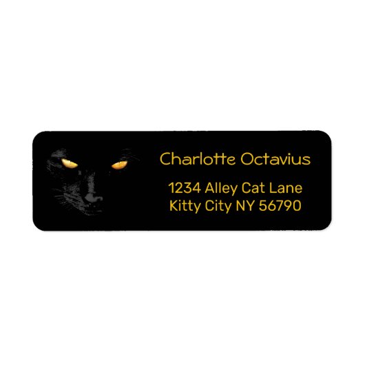 Black Cat Yellow Eyes aanpasbaar Etiket (Voorkant)