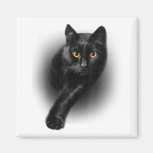 Black Cat Yellow Eyes Cats T-shirt Gifts Moederdag Magneet (Voorkant)