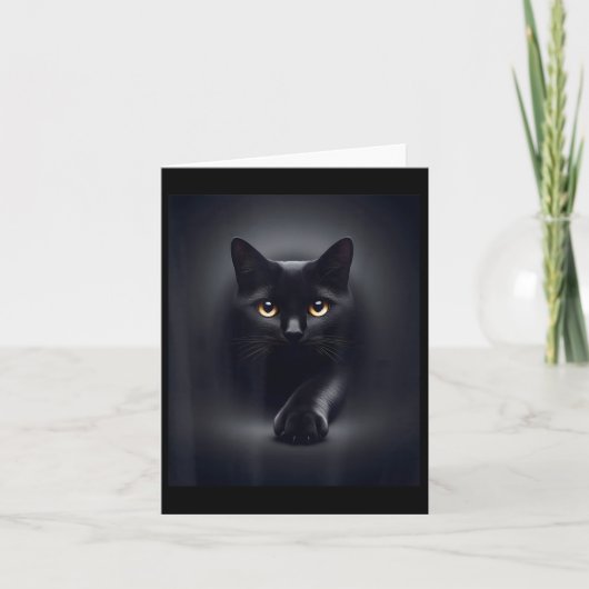 Black Cat Yellow Eyes Kaart (Voorkant)
