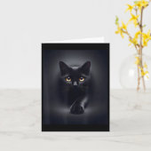 Black Cat Yellow Eyes Kaart (Gele Bloem)