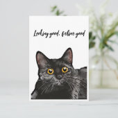 Black Cat Yellow Eyes-kaart Bedankkaart (Staand voorkant)