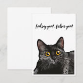 Black Cat Yellow Eyes-kaart Bedankkaart (Voorkant / Achterkant)