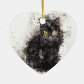 Black Cat Yellow Eyes Keramisch Ornament (Voorkant)