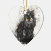 Black Cat Yellow Eyes Keramisch Ornament (Links)