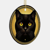 Black Cat Yellow Eyes Ornament (Rechts)