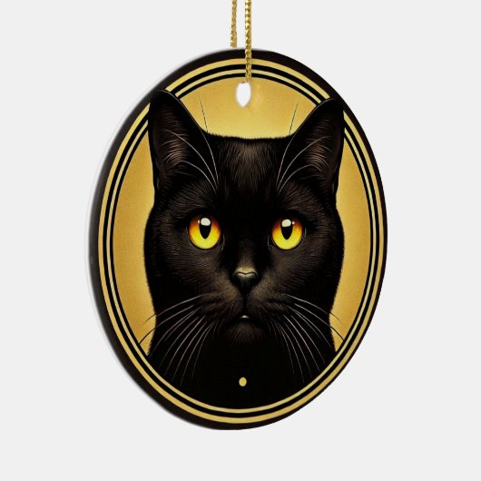Black Cat Yellow Eyes Ornament (Rechts)