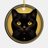 Black Cat Yellow Eyes Ornament (Voorkant)