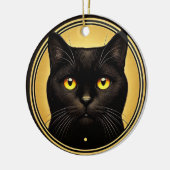 Black Cat Yellow Eyes Ornament (Links)