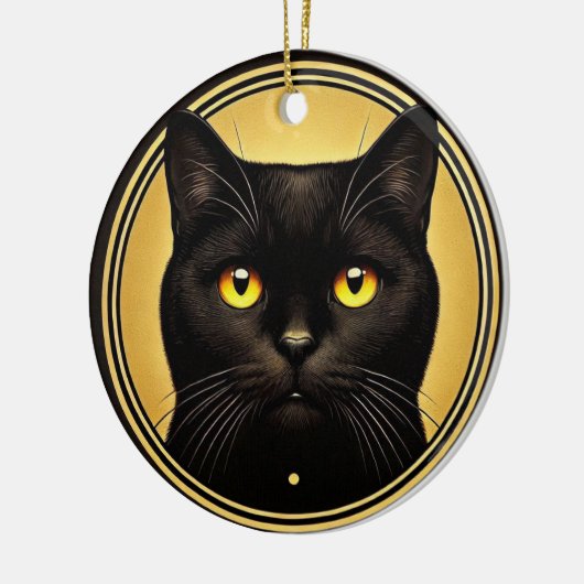 Black Cat Yellow Eyes Ornament (Links)