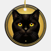 Black Cat Yellow Eyes Ornament (Achterkant)