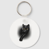 Black Cat Yellow Eyes Sleutelhanger (Voorkant)
