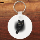 Black Cat Yellow Eyes Sleutelhanger (Voorkant)