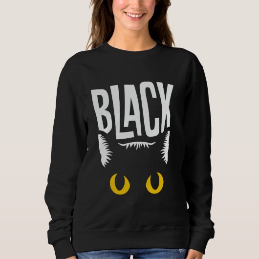 Black Cat Yellow Eyes Trui (Voorkant)