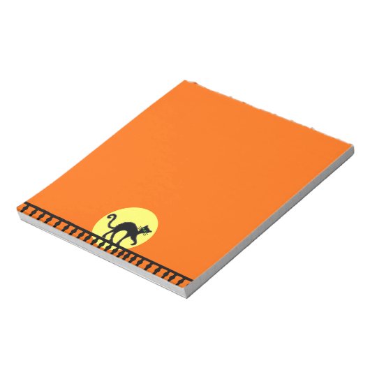 Black Cat Yellow Moon Fence Notitieblok (Linkerzijde)