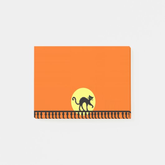 Black Cat Yellow Moon Fence Post-it® Notes (Voorkant)