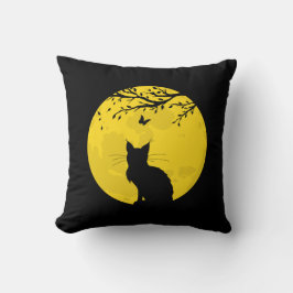 Black Cat Yellow Moon Kussen