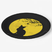 Black Cat Yellow Moon Papieren Bordje (Gekanteld)
